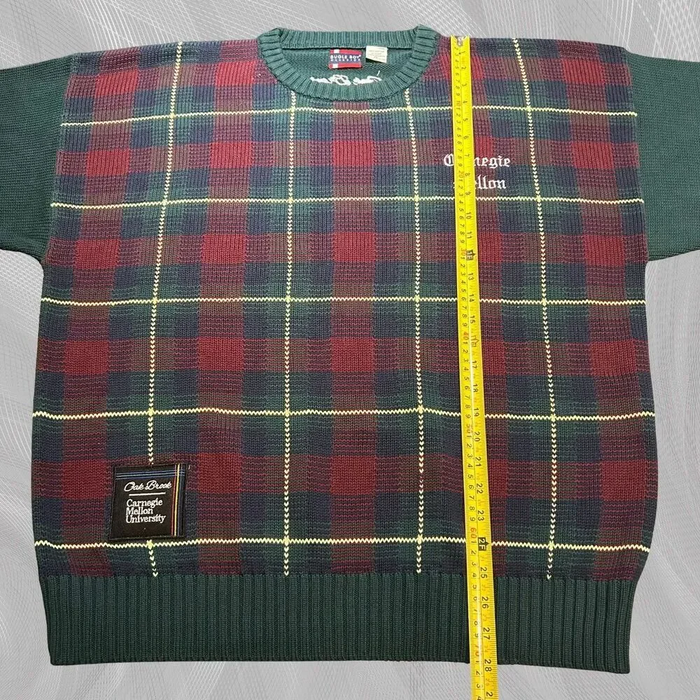 Oak Brook x Carnegie Mellon University Upcycled Tartan Plaid Sweater Size XL